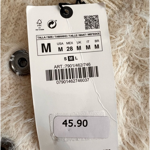 Zara Faux Fur Jacket Ivory Size Medium NWT - Picture 13 of 16